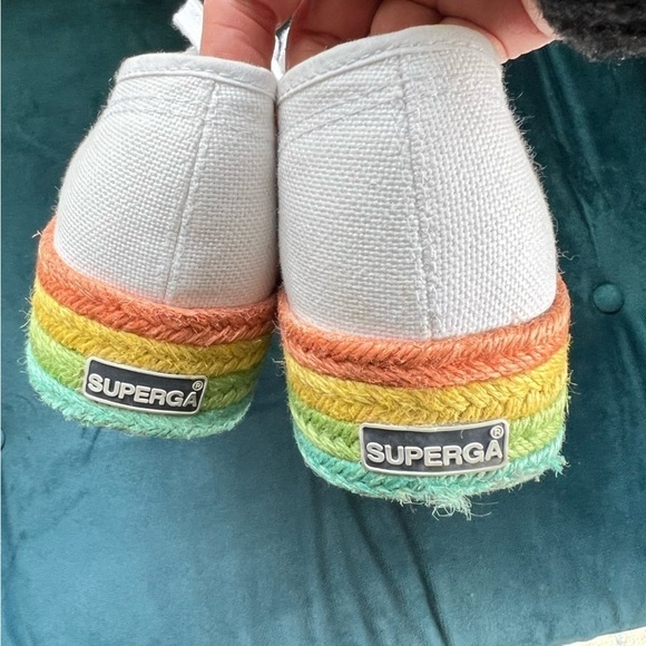 SUPERGA RAINBOW PLATFORM ESPADRILLE FLATFORM LACE UP SNEAKERS SIZE 8.5 - Picture 9 of 12